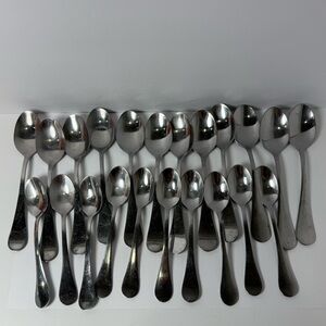 Lot 22 Cambridge Sienna Teaspoon Soup Spoon Stainless Steel Flatware Round